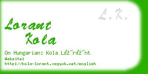 lorant kola business card